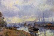 Albert Lebourg Barges at Rouen oil painting